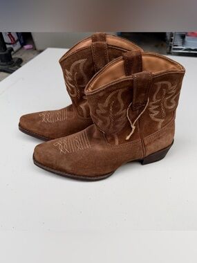 Roper Brown Suede Western Cowboy Boots